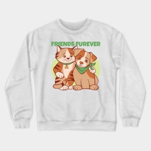 Friends Furever Cat and Dog Crewneck Sweatshirt